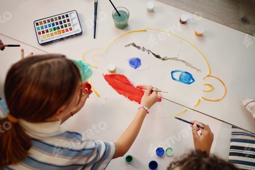 Preview: Generation Alpha Children Painting Large Face Illustration