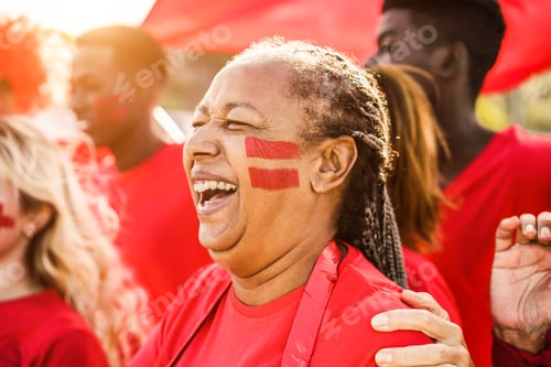 Preview: African red sport fans screaming while supporting their team