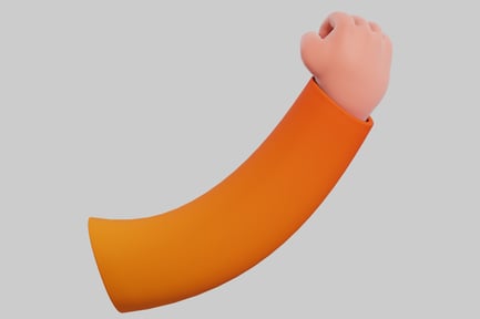 Preview: 3D Clenched Fist In Orange Sleeve