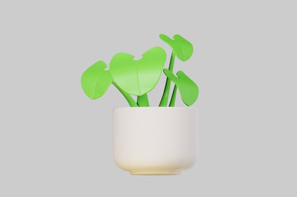Preview: White Pot with Green Leaves