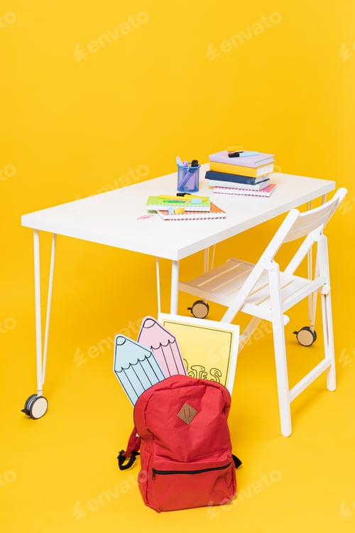 Preview: Concept of school and education and different accessories for school