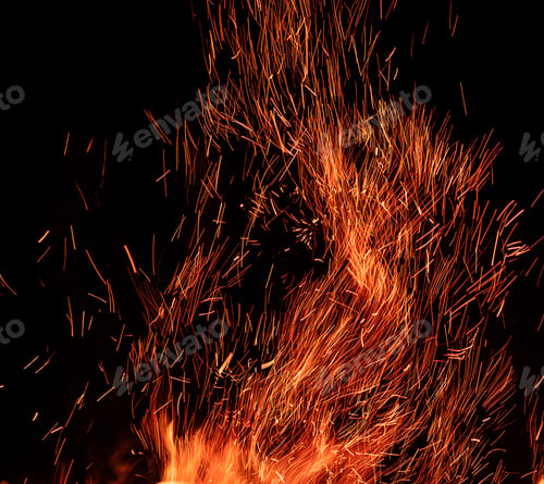 Preview: Scattering of sparks from fire