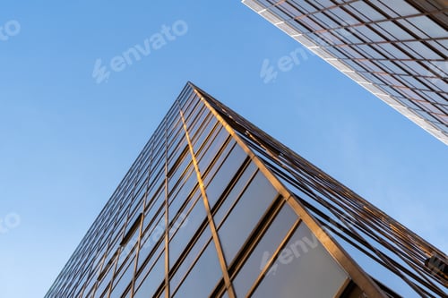 Preview: Office buildings windows. Glass architecture facade design with reflection