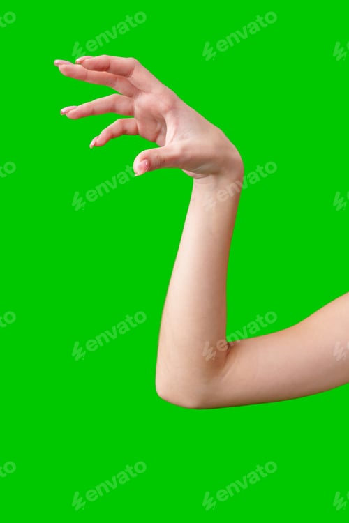 Preview: Female Hand Making Gesture Against Green Screen