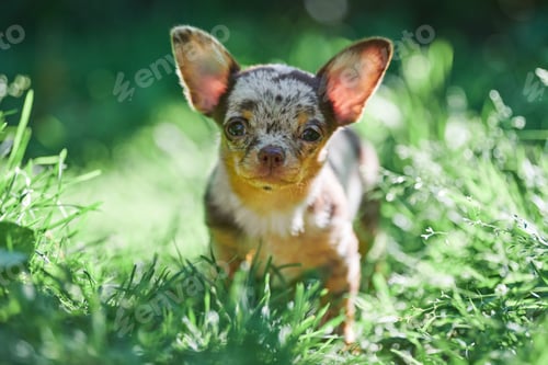 Preview: Chihuahua puppy, little dog in garden