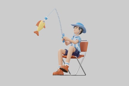 Preview: Cartoon fisherman with catch