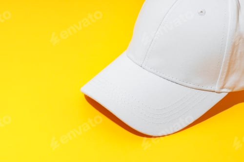 Preview: Baseball hat against yellow background in studio