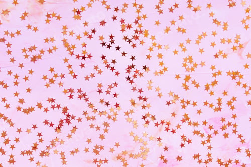 Preview: Rose gold foil confetti stars on pink background