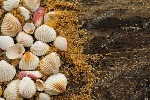 Preview: Different seashells and sand