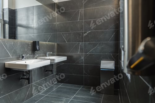 Preview: Modern Toilet With Sink and Mirror