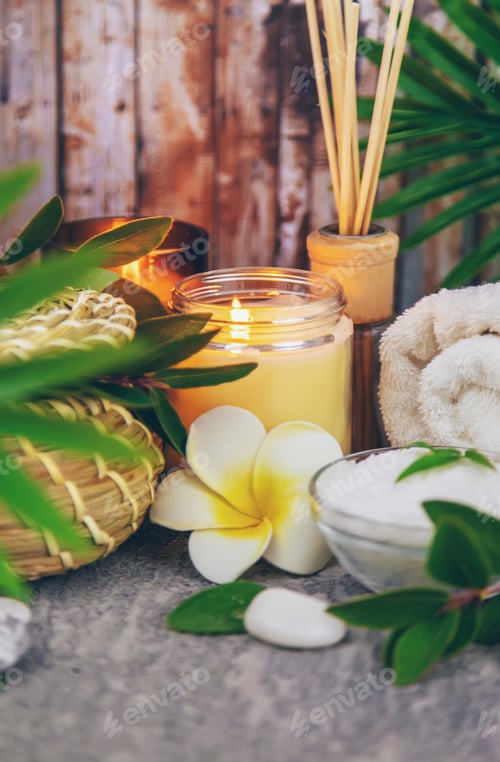 Preview: Background spa place for product. Selective focus.