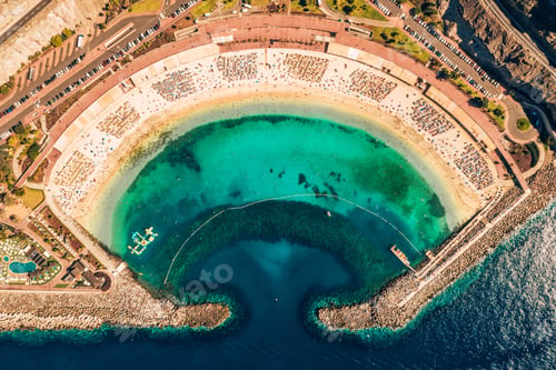 Preview: Aerial top view of the shore of the Gran Canaria island in Spain