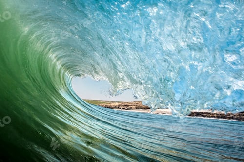 Preview: Stunning view from inside a turquoise wave curling over