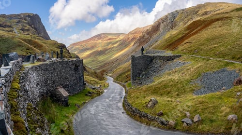 Preview: Landscape view of the Honister Pass road from Honister Pass Slate Mine