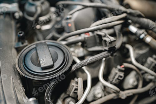 Preview: Dirty engine under the hood of a car