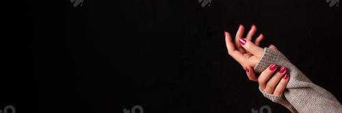 Preview: Fashionable Nails with Trendy Red Polish, Dark Background