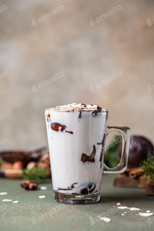 Preview: Hot chocolate with marshmallow and cocoa or chocolate bomb.