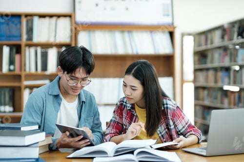 Preview: Young students campus helps friend catching up and learning.