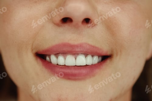 Preview: Close-up of a beautiful smile of a young woman with snow-white healthy teeth