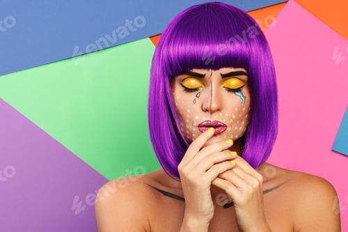 Preview: Model in creative image with pop art makeup