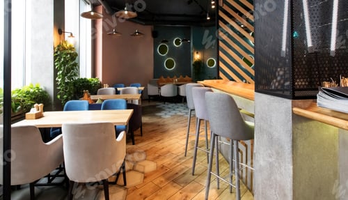 Preview: Empty restaurant interior while coronavirus pandemic, no people