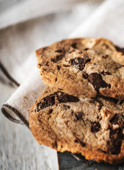 Preview: Chocolate chip cookies macro shot