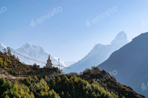 Preview: Aerial view of the Everest Base Camp on Ama Dablam peak in Nepal