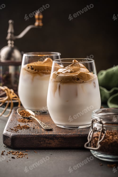 Preview: Dalgona coffee in glass cup