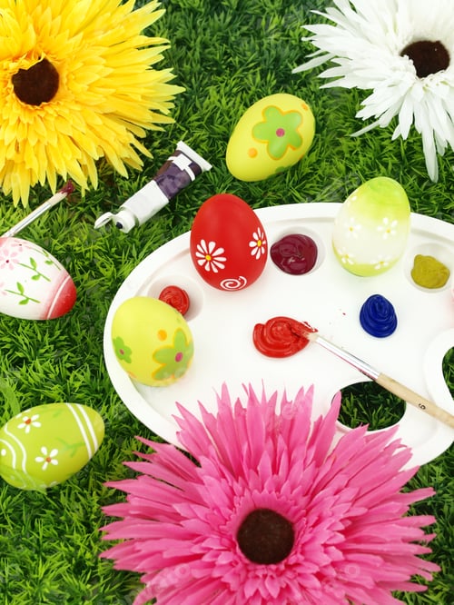 Preview: Flowers and Easter eggs on palette