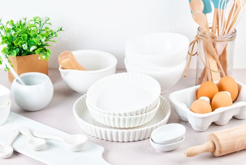 Preview: Various kitchen utensils. Recipe cookbook, cooking classes concept