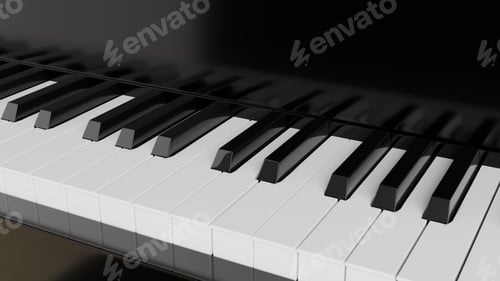 Preview: black and white keys of a piano are lined up in a row