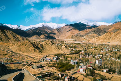 Preview: Leh Ladakh Village with Mountain Backdrop