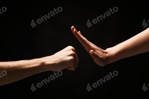 Preview: Stop violence against women background, isolated on black