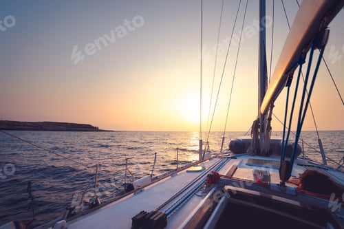 Preview: Sailboat in mild sunset light