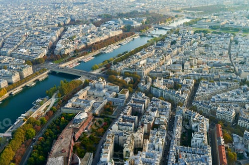 Preview: Paris landscape with Seine river, aerial view