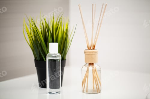 Preview: Shower supplies. Composition cosmetic products of spa treatment.