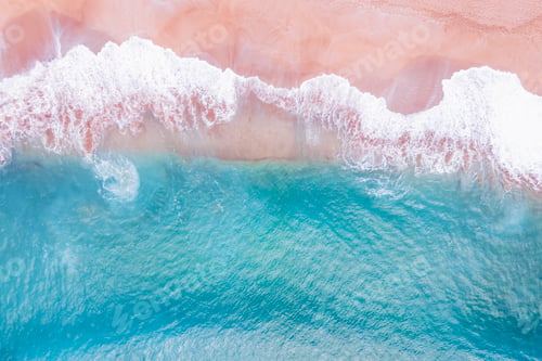Preview: A ocean waves and beach top view, natural background.