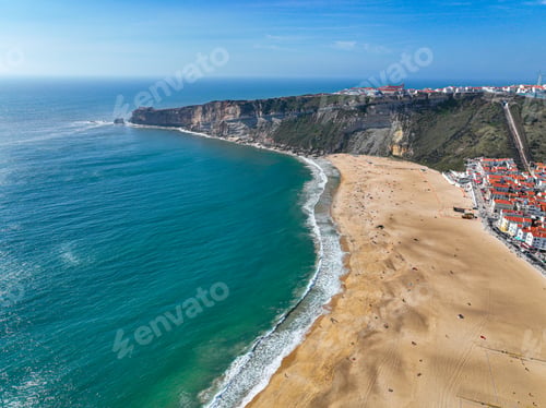 Preview: Long stretch of Nazare coastline and marina