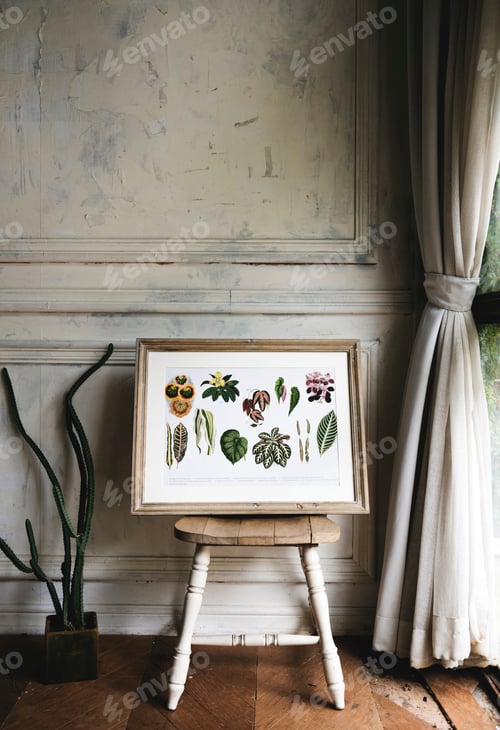 Preview: Picture go hand drawing flowers collection in a frame