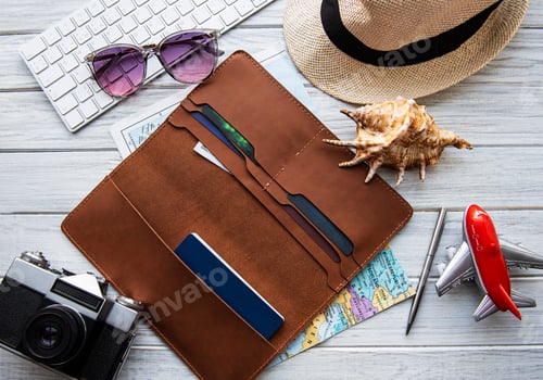Preview: Brown leather travel organizer