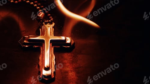 Preview: Christianity Symbol Cross in Fire