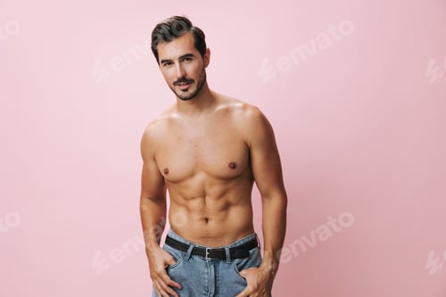 Preview: Muscle man torso sport body sexy muscular naked background