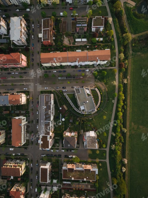 Preview: aerial view of streets of modern european city, Kyiv, Ukraine