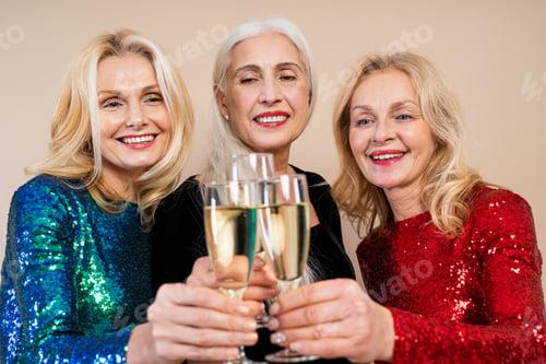 Preview: Happy senior women having party