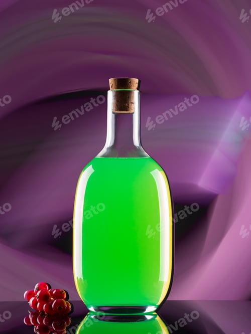 Preview: Bottle with drink near berries