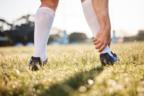 Preview: Ankle pain, hand and injury with fitness accident, athlete outdoor with cramps and muscle tension.