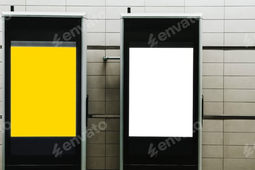Preview: Blank advertising board in a station