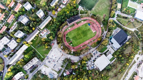 Preview: Aerial view of football stadium in town, Banska Bystrica, Slovak