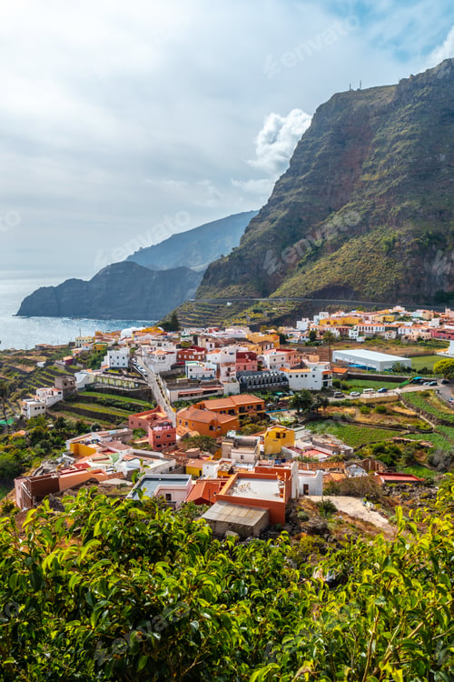 Preview: View of the village of Agulo between the valleys and municipalities of Hermigua of La Gomera