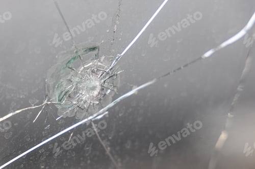 Preview: Cracked windscreen windshield of a car vehicle
